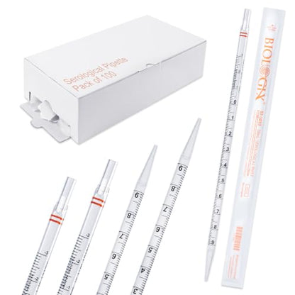 10mL Serological Pipette, 100Pcs Sterile Plastic Serological Pipet - size: 10ml-100Pcs