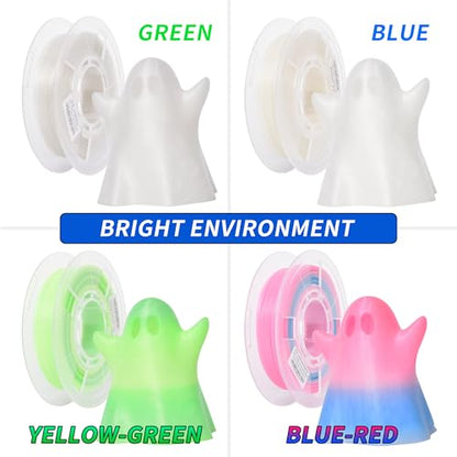RAMBERY Glow in The Dark 3D Printer Filament Bundle Multicolour Blue Red Yellow Green PLA Filament 1.75mm Luminous 3D Printing Filament, 1.75mm 200gX 4 Spools (1.76 lbs) - color: Luminous Multicolour