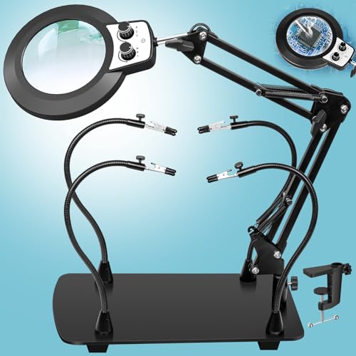 Helping Hands Soldering Station, 10X Magnifying Glass with Light