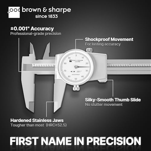 Brown & Sharpe 8-Inch Dial Caliper–Precision Stainless Steel Measuring Tool - size: 8 Inch