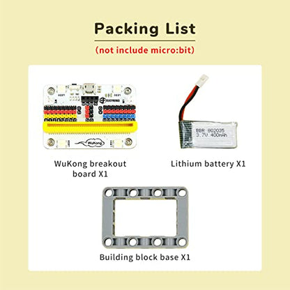 ELECFREAKS microbit Wukong Expansion Board Adapter for microbit Drive 8-Way Servo / 2-Way Motor / 8-Way Sensor, Breakout Board with 8 LED / 4 Rainbow LED