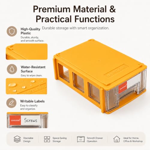 16 Pack Stackable Desk Organizer Drawers for Craft Storage Yellow - color: Yellow