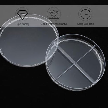 PartyKindom 10 Pack Transparent Petri Dish Four Compartments Cell Culture Dishes 3.54 X 3.54 X 0.59 in Scientific Teaching Aid for Biology Microbiology Lab Experiments
