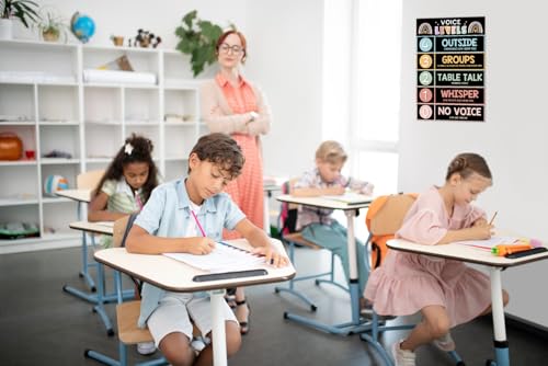 HEYINSHEN Voice Level Chart for Classroom Reusable Classroom Rules Poster - color: Black