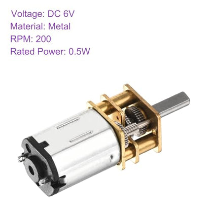 DMiotech 6V 200RPM Rated Torque 4 Output Shaft Length 10mm Micro DC Speed Reduction Motors Mini Metal Gearbox Motor for RC Car Robot Model DIY RC Toys Engine - style: 200RPM
