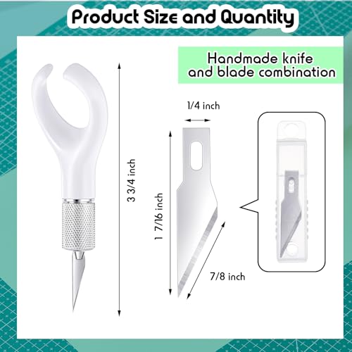 Lasnten 8 Pack Fingertip Craft Knife with 10 Blades, 4.2 In, White