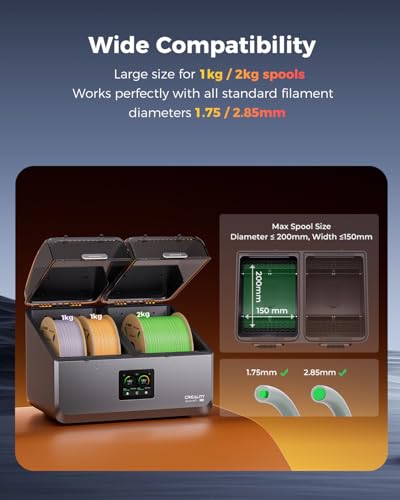 Creality Space Pi X4 Filament Dryer, 4 Spools Filament Dry Box with Dual-Chamber Heated Storage, Max 85℃ Temerature, Independent Temperature Control for PLA, PETG, ABS, TPU, Nylon, ASA - size: Space PI X4