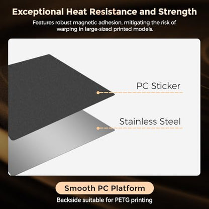 FLASHFORGE Adventurer 5M /Pro /AD5X Smooth PC Plate, Flexible Platform for High-Temperature Filaments Such as ABS, ASA, and PC - style: Smooth PC Plate