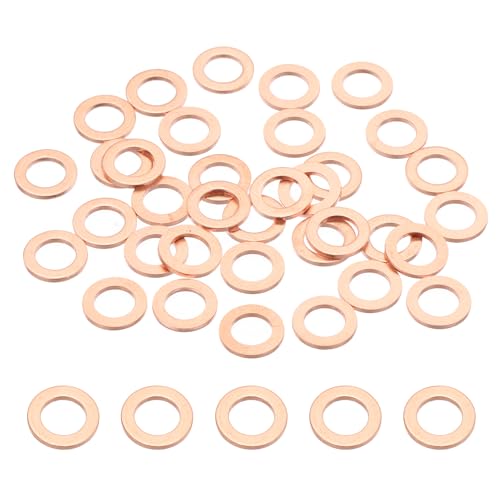 PATIKIL 35PCS M6 Copper Washers, M6x10x1mm Copper Crush Washer Metric Flat Washers Sealing Washers Assortment Kit Oil Drain Plug Gasket Ring for Automotive Battery Vehicles Screws Bolt - size: M6x10x1mm