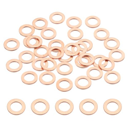 PATIKIL 35PCS M6 Copper Washers, M6x10x1mm Copper Crush Washer Metric Flat Washers Sealing Washers Assortment Kit Oil Drain Plug Gasket Ring for Automotive Battery Vehicles Screws Bolt - size: M6x10x1mm