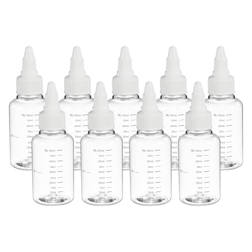 PATIKIL 50ml 2oz,9 Pcs Plastic Squeeze Dispensing Bottles,Transparent,White - color: Transparent/White, size: 50ml