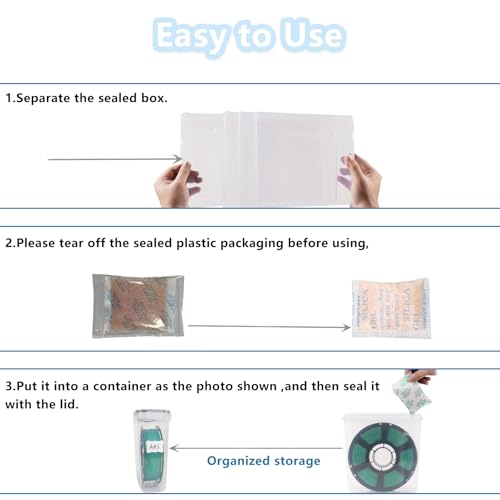4 Pack Filament Storage Container for 3D Printing Filaments Sealing and Protection, 3D Printer Filament Storage Dry Box with Desiccant&Label, Water and Dust-Proof 4.0L, Transparent (9.45*9.25*4.3)