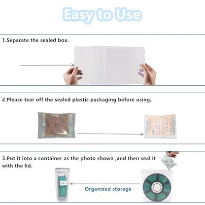 4 Pack Filament Storage Container for 3D Printing Filaments Sealing and Protection, 3D Printer Filament Storage Dry Box with Desiccant&Label, Water and Dust-Proof 4.0L, Transparent (9.45*9.25*4.3)
