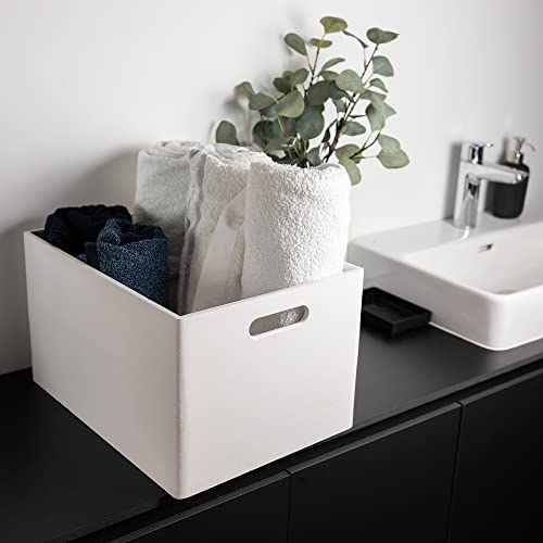 Creative Deco XXL White Wooden Crate Nesting Crate Handles - color: White, size: XXL