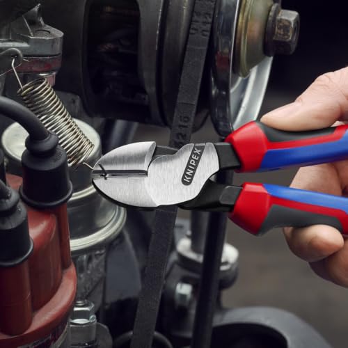KNIPEX Tools - High Leverage Angled Diagonal Cutters, 12 Degree Angled, Multi-Component (7422200SBA), 8 inches