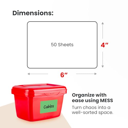 Storage Bin Labels 6x4 in 50 pk - Large Moving & Packing Box Labels Totes - color: All Colors