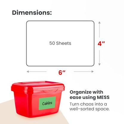 Storage Bin Labels 6x4 in 50 pk - Large Moving & Packing Box Labels Totes - color: All Colors