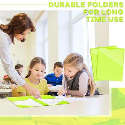 Henoyso 36 Pcs Plastic Folder with Clear Front Pocket, Fluorescent Green - color: Fluorescent Green