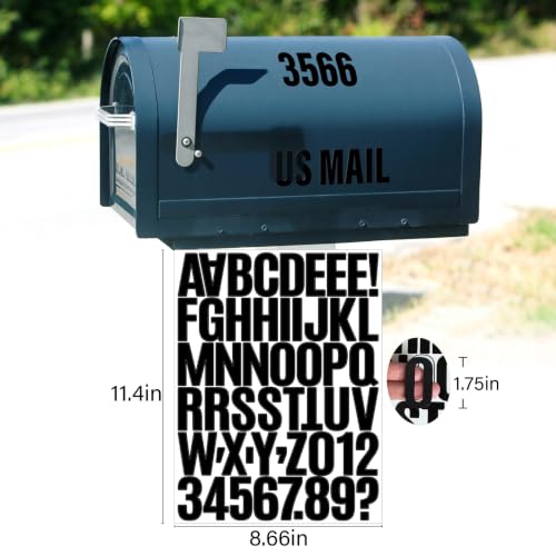 Letter Stickers,Mailbox Numbers,1.75 Inch Waterproof Vinyl Alphabet - color: Black, size: 1.75 Inch
