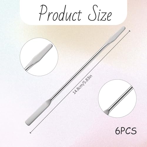 6 Pcs Lab Spatula, Double Ended Metal Spatula, Stainless Steel Square/Round for Mixing Cosmetics - color: 6 Pcs