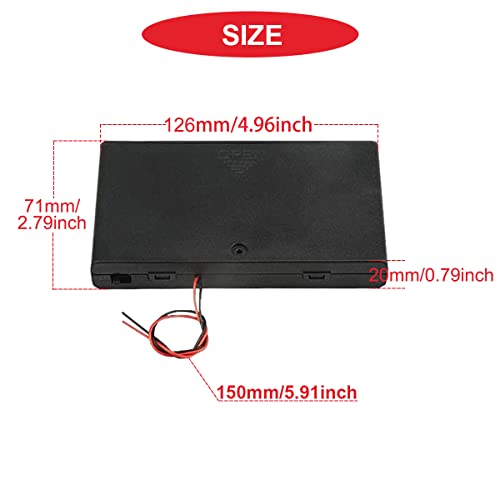 3Pcs 8 AA 12V Thicken Battery Holder Base Box Black Battery Case Holder with ON/Off Switch,Wire,Cover and Mounting Screws,for DIY and dc Equipment - color: G. 8AA Battery Case Holder withSwitch