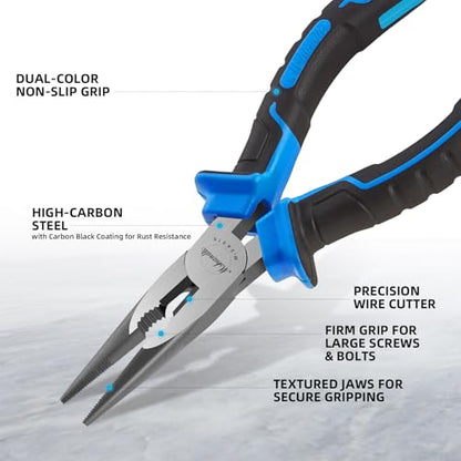 Needle Nose Pliers 6.5" Long Nose Pliers for Wire Bending, High Carbon Steel Needle Nose Plier, Serrated Jaw Pliers for Jewelry Making, Electronics Repair, Object Grasping, Craft Making - size: 6.5"-1Pack-TPR