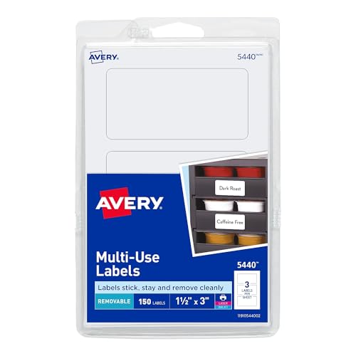 Avery 05440 Removable Multi-Use Labels, 1 1/2 x 3, White, 150/Pack
