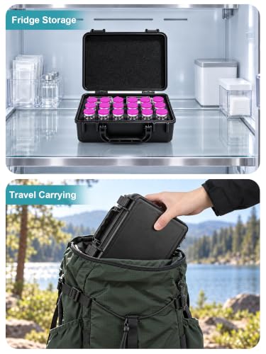 10ml Vial Storage Case, Peptide Vial Storage Case, Peptides Kit - 18Slot - color: 18-shots×10ml + 1-slot×30ml (Black)
