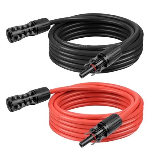 8 AWG Solar Extension Cable 10FT Black + 10FT Red, 8 Gauge Solar Panel Wire Male to Female Tinned Copper Wire for Solar Panel, Automotive, RV, Boat, Outdoors - size: 8AWG 10FT