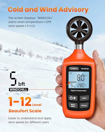 Anemometer with Backlit for HVAC, Drone, Sailing, Outdoor Activities - color: Orange