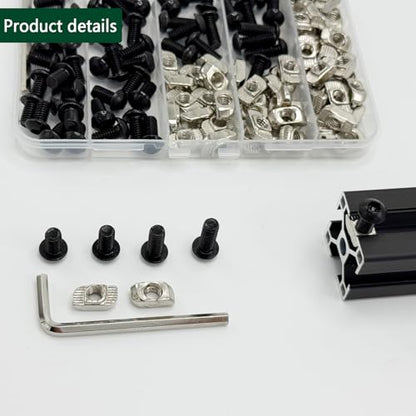 120 pcs M6 T Nut Screws Kit for 3030 3060 Aluminum Extrusion, 60 pcs Black M6x10/12/14/16mm Hexagon Socket Screws and 60 pcs M5 Drop in T-Nuts with 1 pcs M6 Hex Wrench - style: 120pcs 30 Series Screws Kit Black