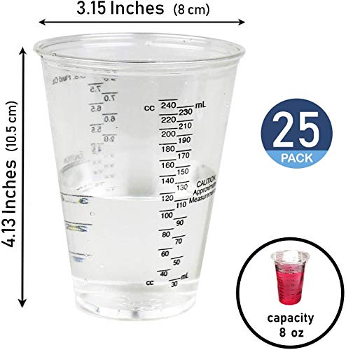CANOPUS Measuring Cups, Mixing Cups for Epoxy and Resin, Graduated Paint Mixing Cups, Disposable Plastic Mixing Cups for Automotive and Art Projects, 10 ounce (1/2 Pint), 300 cc (Pack of 25) - size: 10oz