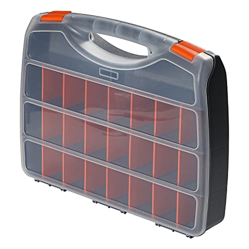 Utoolmart Tool Box Tools Organizer, Plastic Hardware Box Storage with Tray and Organizers Includes Removable Parts Boxes,for Hardware, Screws, Bolts, Nuts 18.1 x 14.2 x 3.1 inches Translucent 1Pcs - size: Clear 1pcs