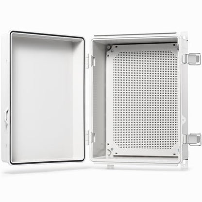 QILIPSU Waterproof Junction Box IP67 Outdoor Plastic Electrical Project Enclosure Weatherproof with Mounting Plate, Wall Brackets, Hinged Grey Cover 16.1"x12.2"x7.1" - color: Grey Cover, size: 16.1"x12.2"x7.1"