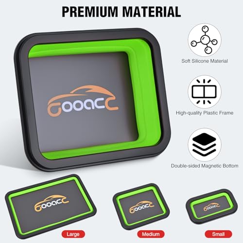 GOOACC 3 Sizes Collapsible Magnetic Parts Tray Set Green - color: Green