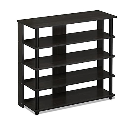 Furinno Turn-N-Tube 5 Tier Wide Shoe Rack, Espresso/Black 32 Inch - color: Espresso/Black, size: 5-Tier, 32 Inch