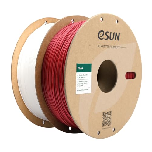 eSUN PLA+ Filament 3D Printer Filament 2KG Fire Engine Red+White - color: Fire Engine Red + White, size: 2 KG