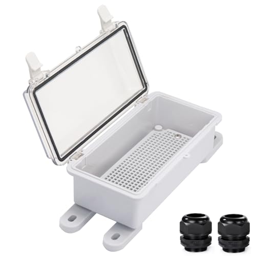 Waterproof Outdoor Electrical Box Junction Box Weatherproof IP67 ABS Plastic Enclosure Switch Router Project Box with Mounting Plate with Wall Bracket 2 Cable Glands Clear 7.9"x3.9"x2.8" - color: Clear, size: 7.9" x 3.9" x 3.5" 1pc