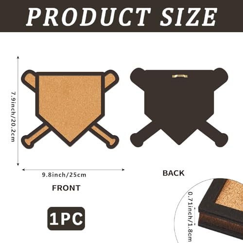 CRASPIRE Baseball Cork Bulletin Board 9.8 X 8 Inch Wall Mounted Pin Framed Display Boards Badge Wooden Decorative Memory Memo Brooch Lapel Pins Pictures Storage Holder for Office Home Decor - style: Baseball