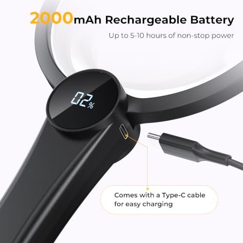 Magnifying Glass with Light, 10X 20X 45X Large Handheld Lighted Magnifier - color: Black
