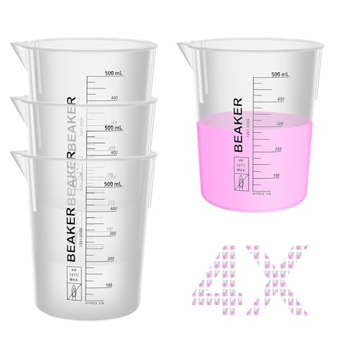4PCS 500ml Autoclavable Stackable Plastic Beakers, LVB015 - style: 4pcs of 500ml