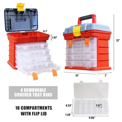 Torin Portable Tool Box, Small Parts Organizer with Drawers, tackle box - size: 11 inches