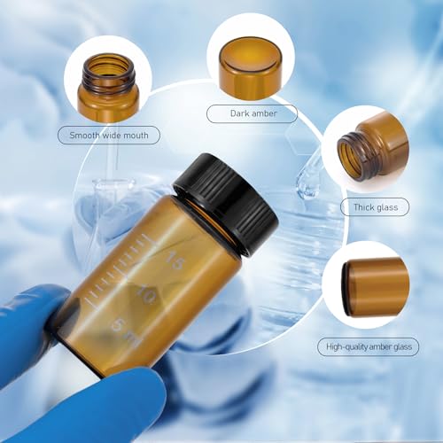 20mL Amber Glass Vials with Screw Caps & Scale, 36pcs