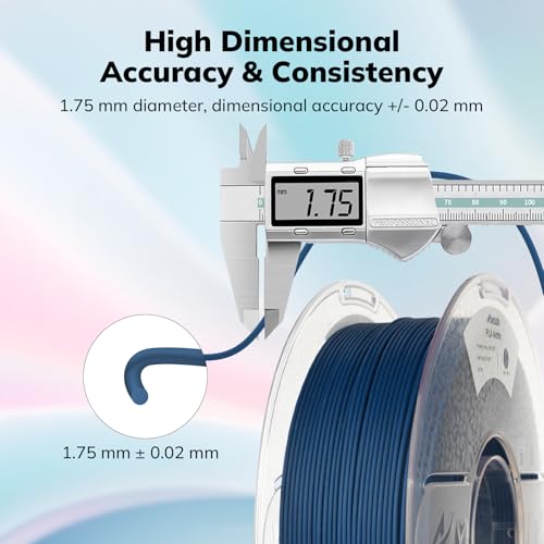 AMOLEN Matte PLA 3D Printer Filament 1.75mm Navy Blue Smooth Finish 1KG - color: Navy Blue