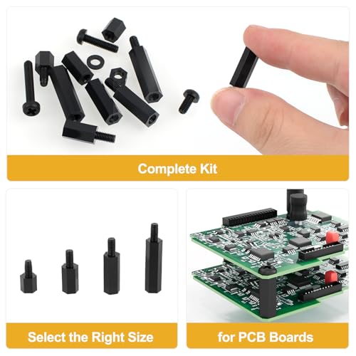 Exqutoo 620Pcs M3 Male Female Hex Standoffs Screws Assortment Kit - color: Black/3.2mm,620Pcs,Hex