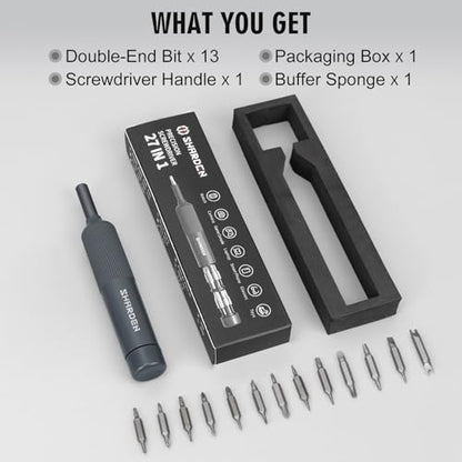 SHARDEN 27-in-1 Precision Screwdriver Set Multi Bit Mini Small Screwdriver - color: Grey, size: Pocket Size-Precision