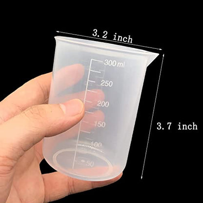 9 Pack Plastic Beakers, 300ml/10.1oz Epoxy Mixing Cups