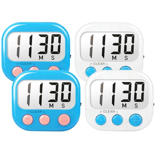 Digital Timer for Kids Classroom Timers for Teachers 4 Pack Blue White - color: Blue White