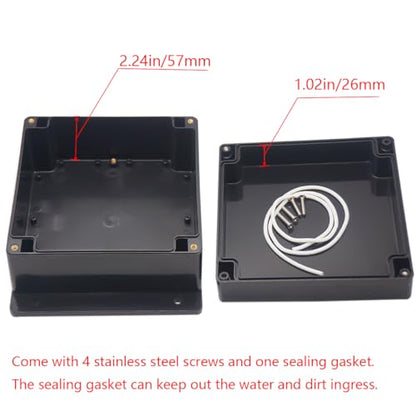 Project Box IP65 Waterproof Junction Box ABS Plastic Electrical Boxes DIY Electronic Project Case Power Enclosure with Fixed Ear 6.30x6.30x3.54 inch (160 x 160 x90 mm) - color: Black, size: 6.30"x6.30"x3.54"
