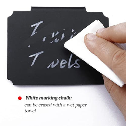 10 Plastic Basket Bin Label Clip on Removable Kitchen Pantry Label Clip with White Chalk Markers for Storage Bin Box Hanging Bin Clip Label (10)